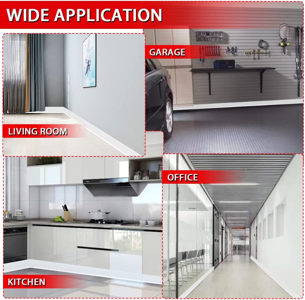 Vinyl Wall Base Baseboard Molding Trim 4" Flexible Self Adhesive Rubber Wall Base Moulding Trim Peel and Stick Design, 4 Inch x 20 Feet, White