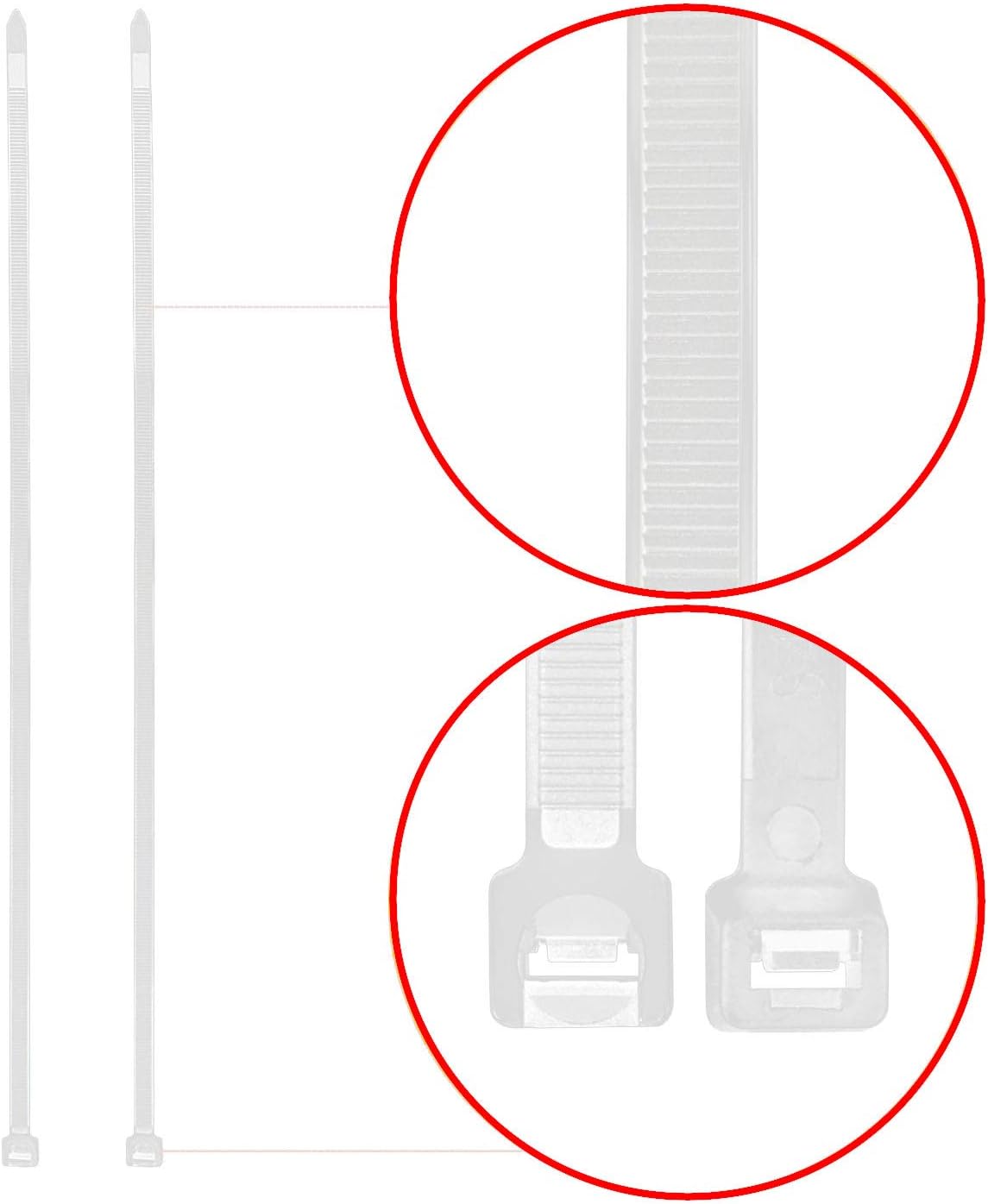 Superun Clear Zip Ties 4 Inch, 18 Lbs Tensile Strength Mini Wire Ties (Industrial Grade Cable Ties) Pack of 100 White