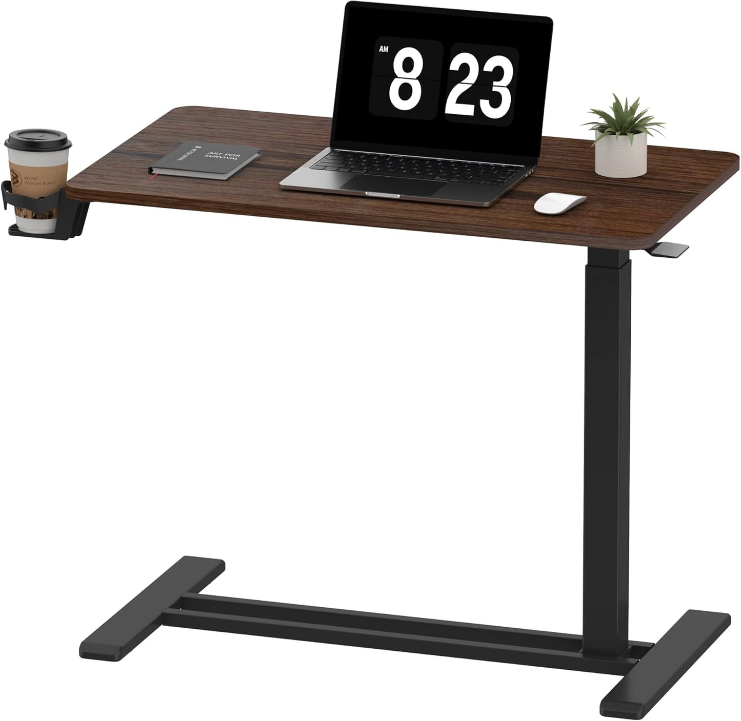 FLEXISPOT Adjustable C Table with Wheels, Mobile Snack Side End Table Sofa Couch Bedside Table Laptop Rolling Cart TV Tray Night Stand for Small Space Side Table(31.5" W x 17.7" D,Rustic Brown)