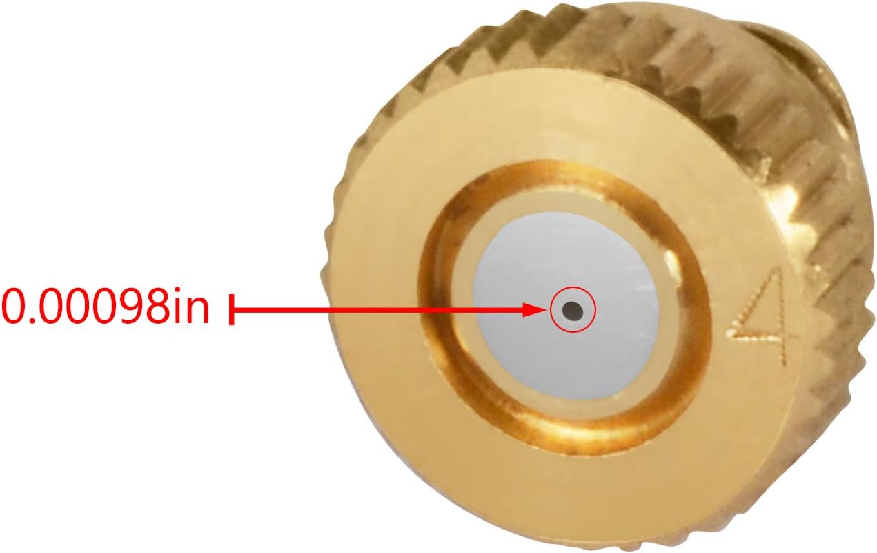 Brass Misting Nozzles 0.016" Orifice (0.4mm) 10/24 UNC, Water Mister Parts Fog Nozzles for Patio Misting System Outdoor Cooling System (40pcs)