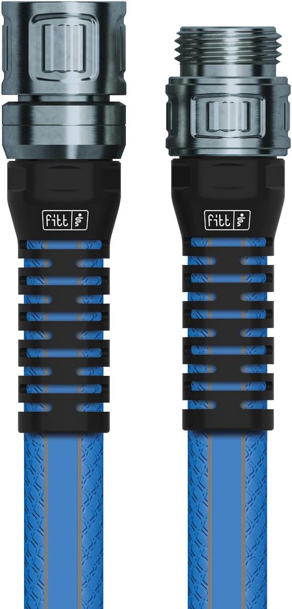 FITT HiFlo Water Hose, Lightweight Ultra Flexible Durable Kink-Free Flat Multipurpose Garden Hose, Easy to Use and Long-lasting Performance, 100-Feet