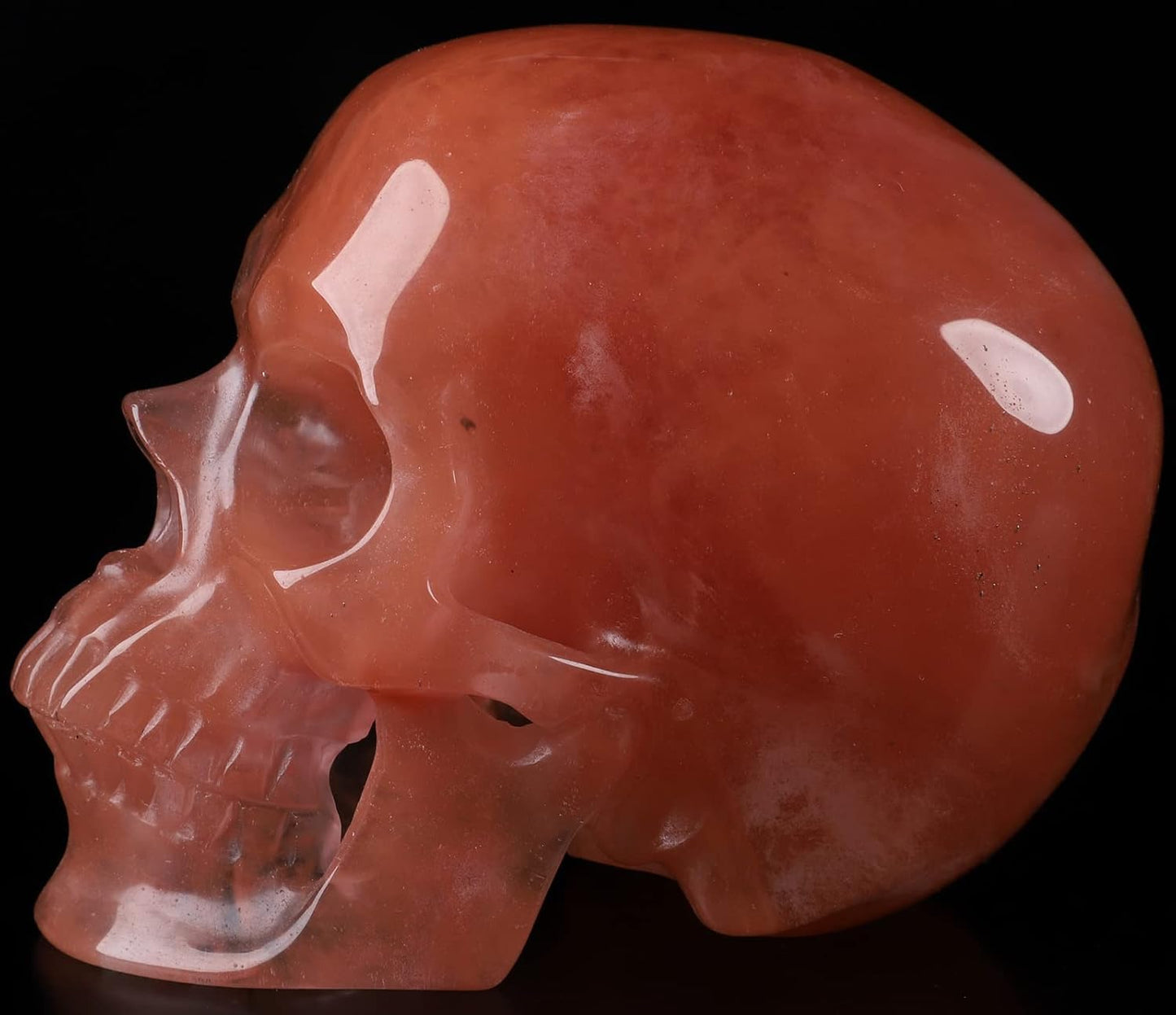 Skullis 5.0" Smelted Quartz Super Realistic Crystal Carved Crystal Skull. Hand Carved Gemstone Fine Art Sculpture.2240 Z8