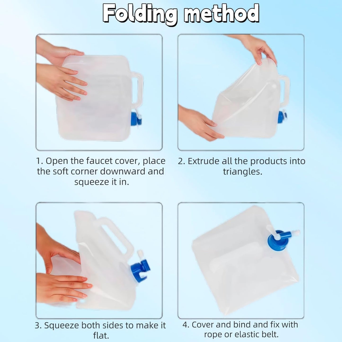 2 Packs of Collapsible Water containers, 5.3 gallons, with Faucet, Camping Water Storage Tank, for Outdoor Hiking, Collapsible Portable Kettle.