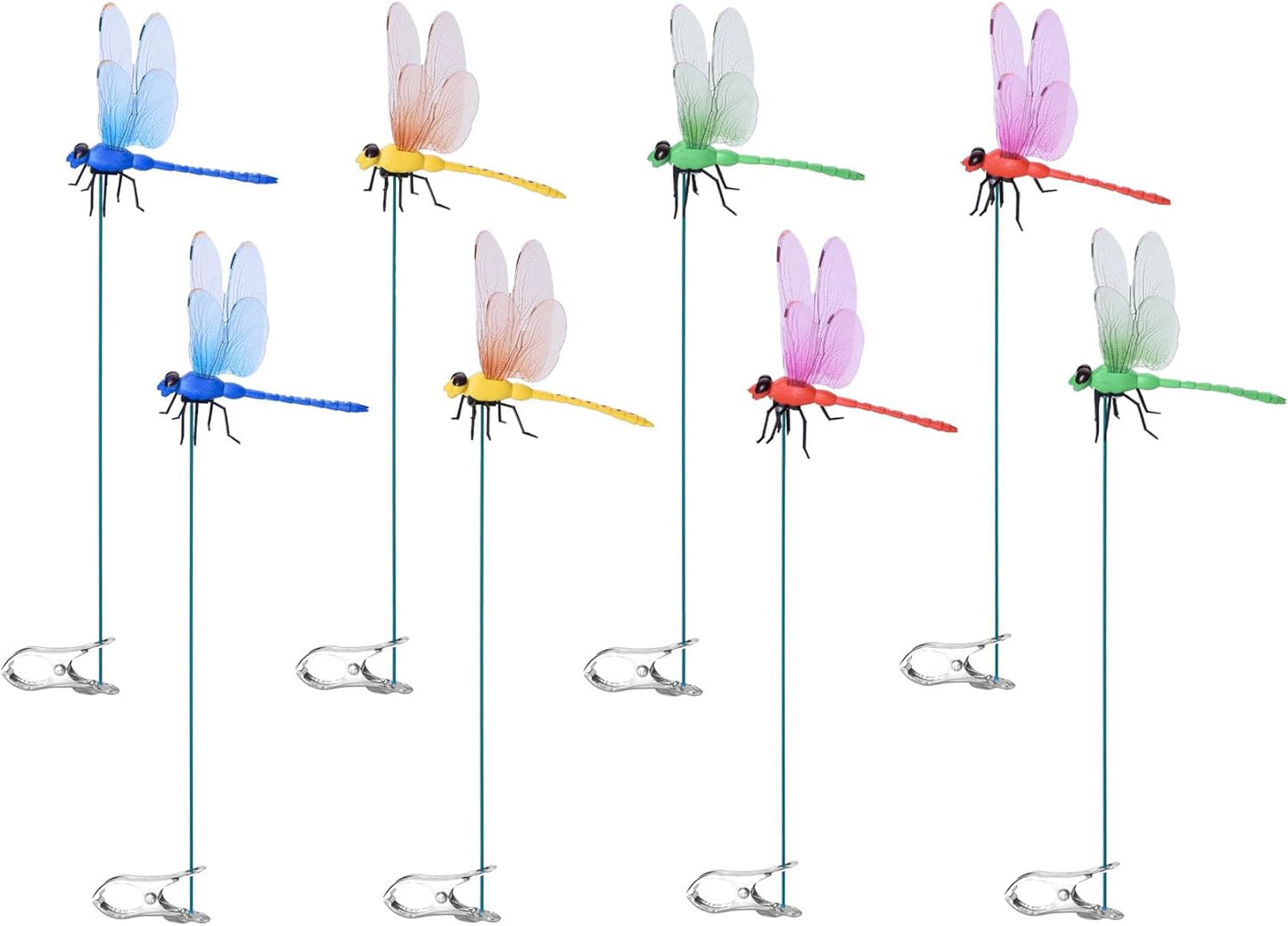 Spiritlele 8 PCS Fake Dragonfly Clip Colorful Hat Clip 3D Dragonfly Garden Decor for Patio Outdoor Indoor