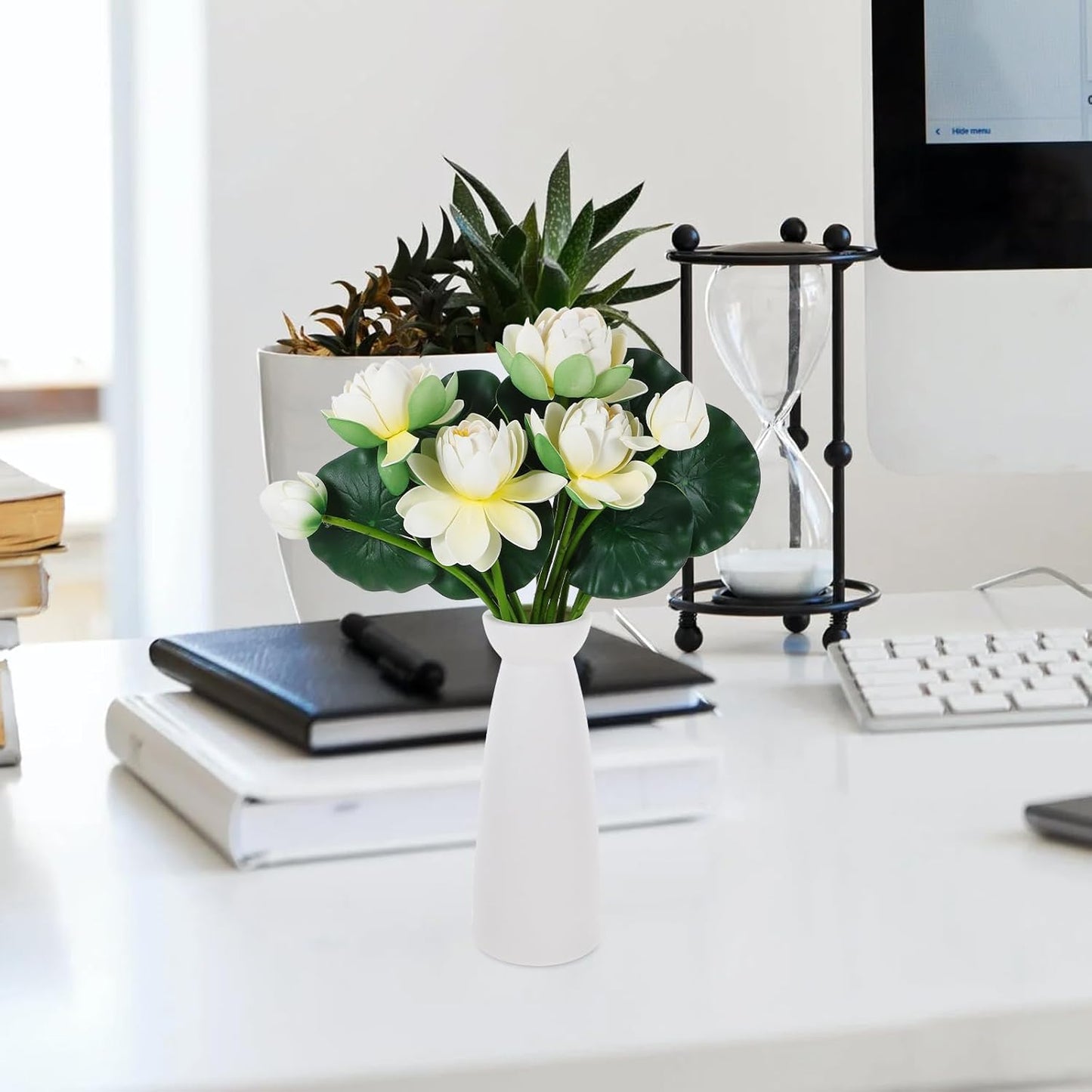 Artificial Lotus Flowers, 2pcs Lotus Flowers Decoration Bouquets Tabletop Background Long Stem Home Garden Pond Aquarium Wedding Decor