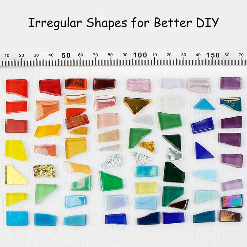 1.1lb Irregular Crystal Mosaic Tiles,Small Mosaic Tile DIY Hobbies Children Handmade Crystal Craft for Crafts Bulk DIY Picture Frames Handmade Jewelry Coaster (Purple Series)