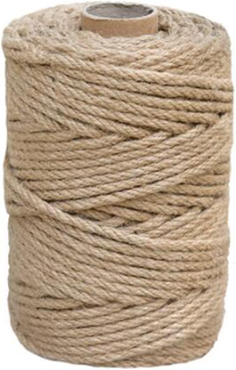 1/5 in (5 mm) X 328 FT (100 Meters) Jute Twine Rope String for Home Decorating, Cat Scratcher Post Tree, DIY Arts Crafts, Garden, Binding, Packing Material