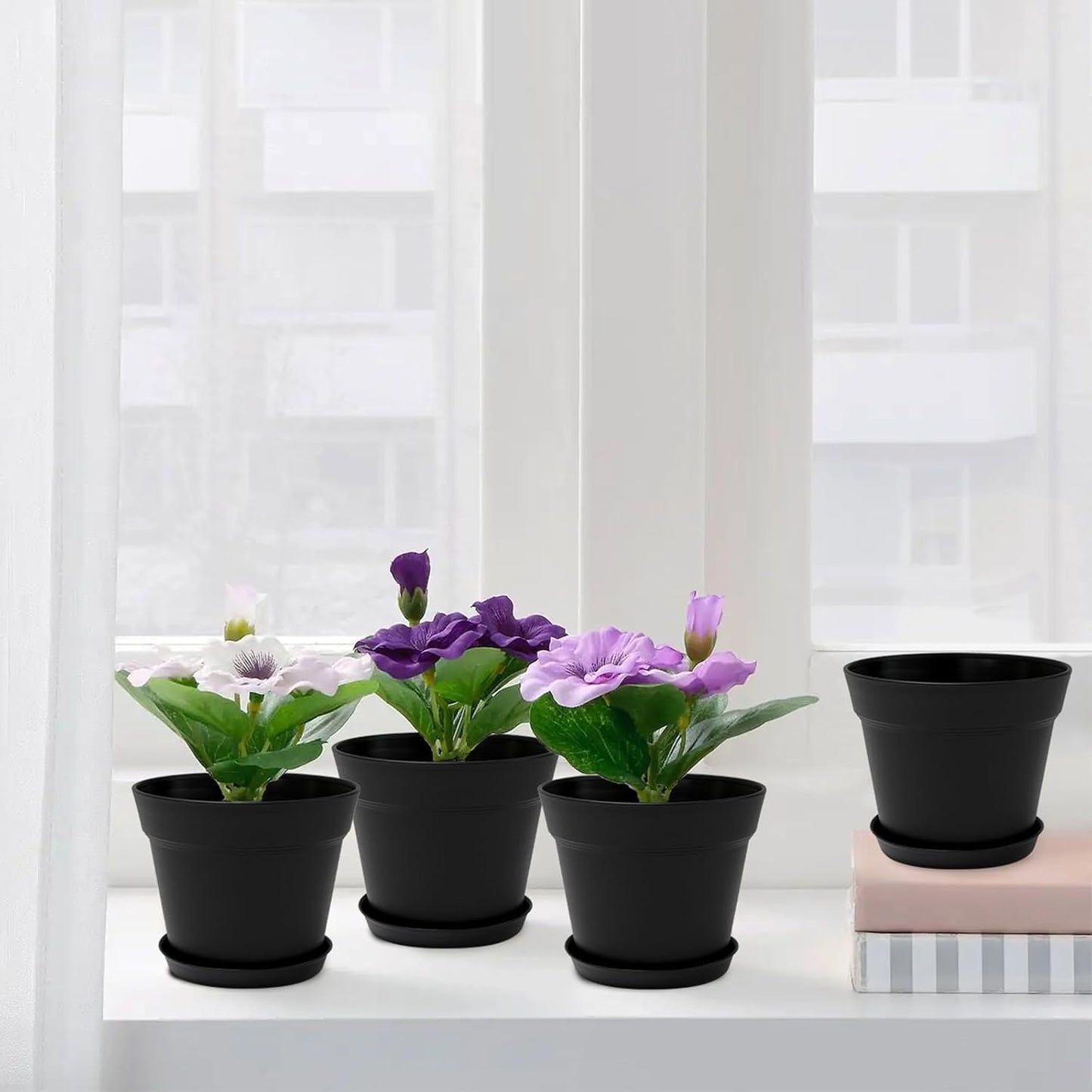 GARDIFE 20 Pack 6 inch Plant pots, planters for Indoor Plants, Flower pots, Black