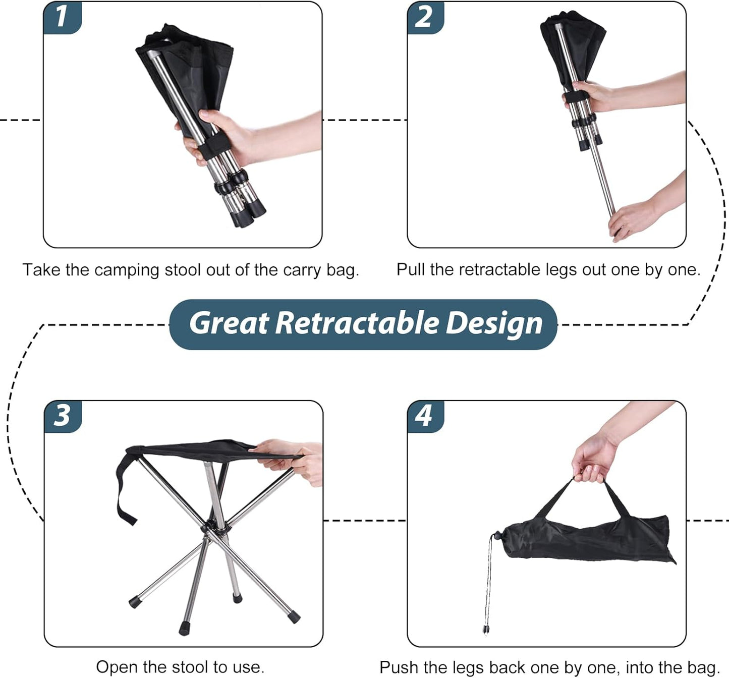 Camping Stool,Small Folding Chair,13.8" Lightweight Folding Stool Compact Backpacking Stool with Carry Bag