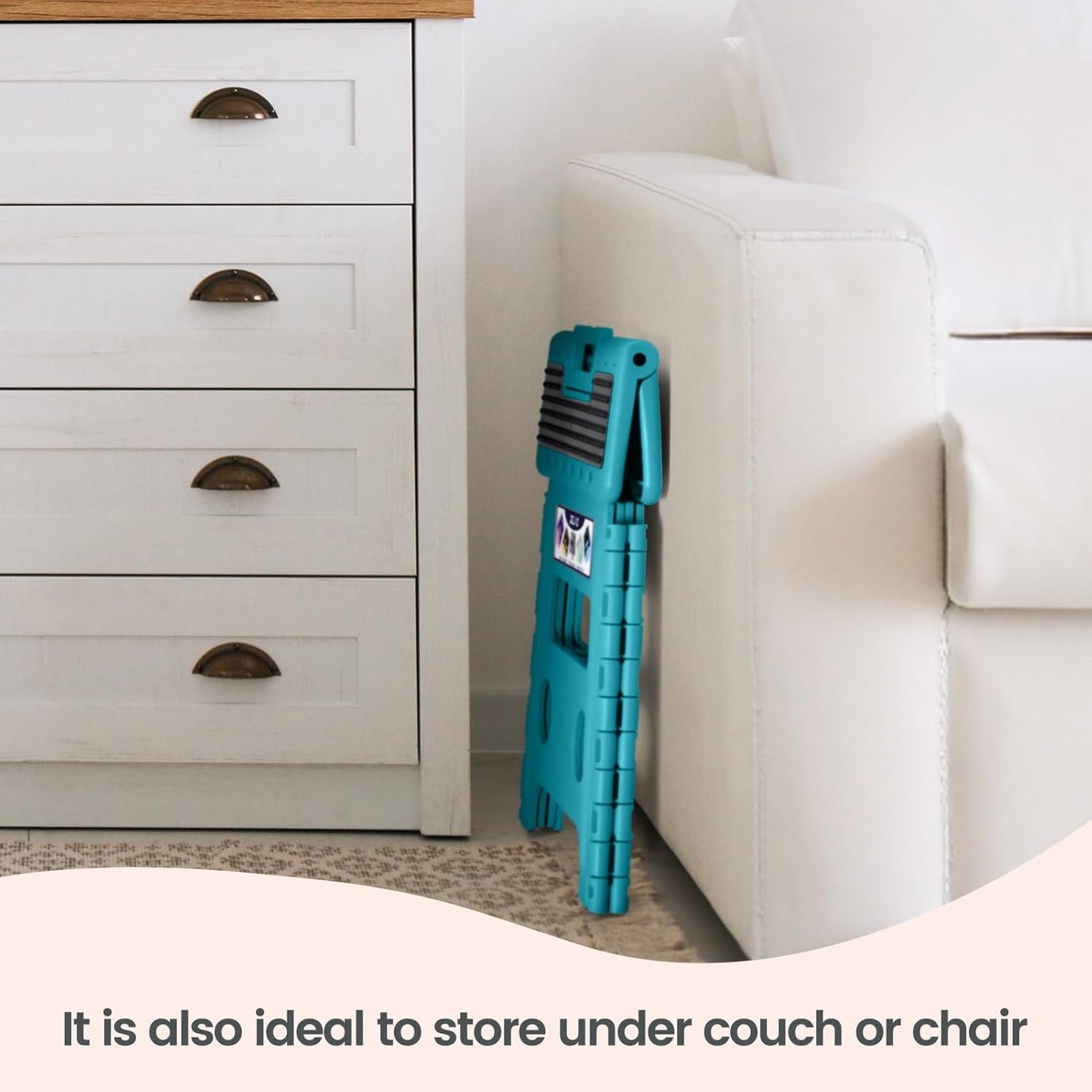 Delxo Folding Step Stool 13 Inch Non-Slip Foldable Stools for Kids & Adults Up to 300 LBS Kitchen Collapsible Fold Up Stepping Stool with Dotted 1 Pack Blue