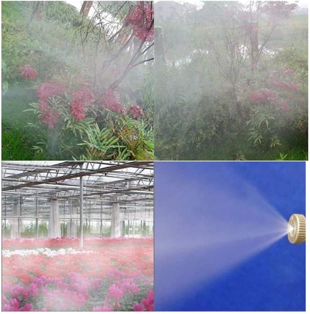 Brass Misting Nozzle, 10 Pack High Pressure Spray 10/24 UNC Outdoor Anti-drip Fogging Spray Head Misting System Tips for Landscaping Outdoor Cooling System (0.012 Orifice)