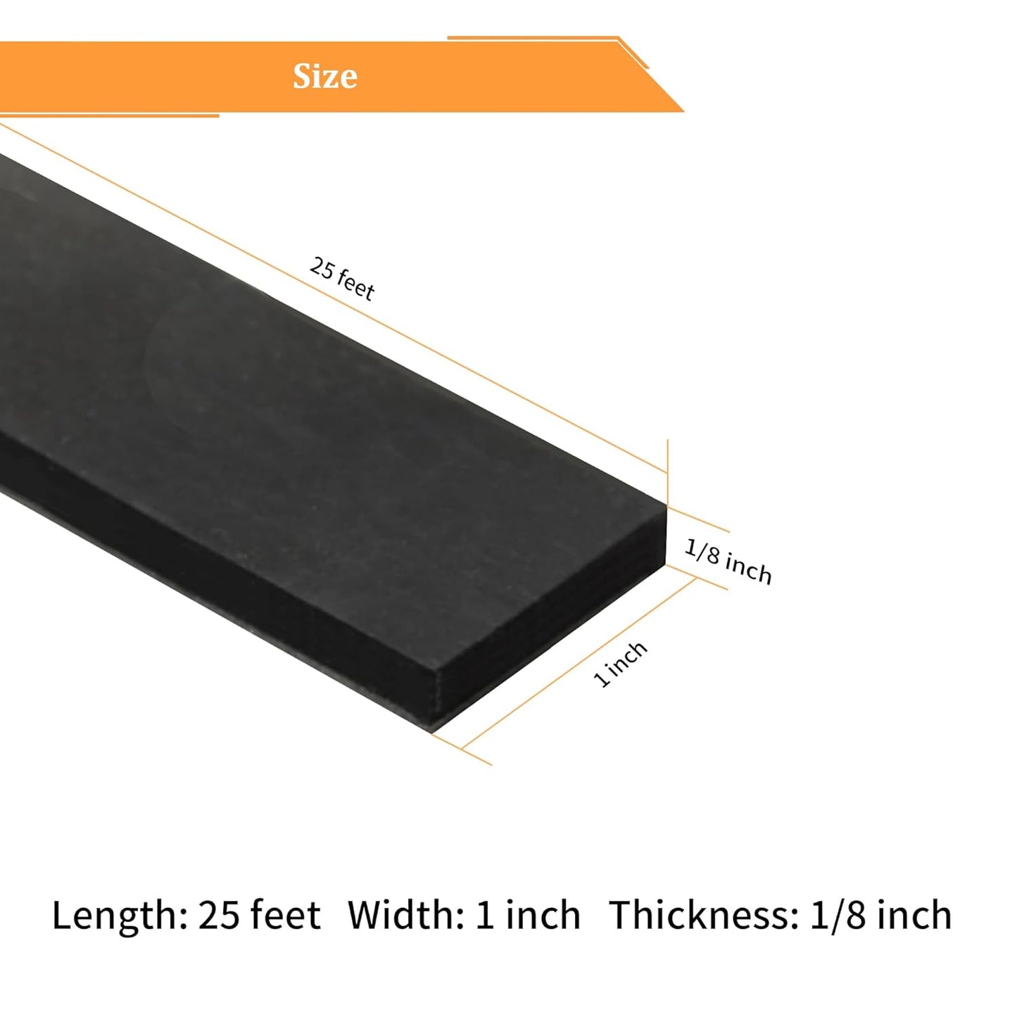 DOBTIM Solid Neoprene Rubber Strips with Adhesive Backing 1/8 (.125)" Thick x 1" Wide x 25' Long, Self Adhesive Rubber Sheets, Rolls & Strips for DIY Gaskets Crafts Pads Seals Warehouse Flooring