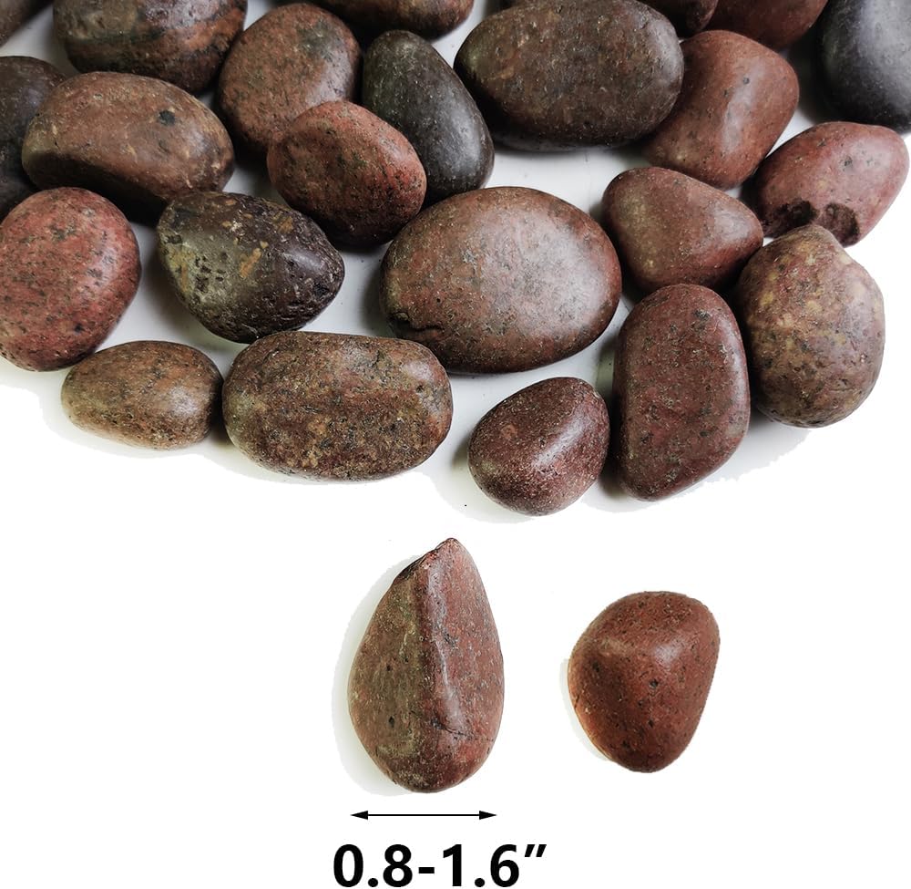 HappyFiller Natural Decorative Red Pebbles Polished Gravel Rocks Stones for Aquarium,Fish Turtle Tank,Outdoor Indoor Plants Top Dressing,Succulents Soil Cover,Garden Landscaping,10 LB