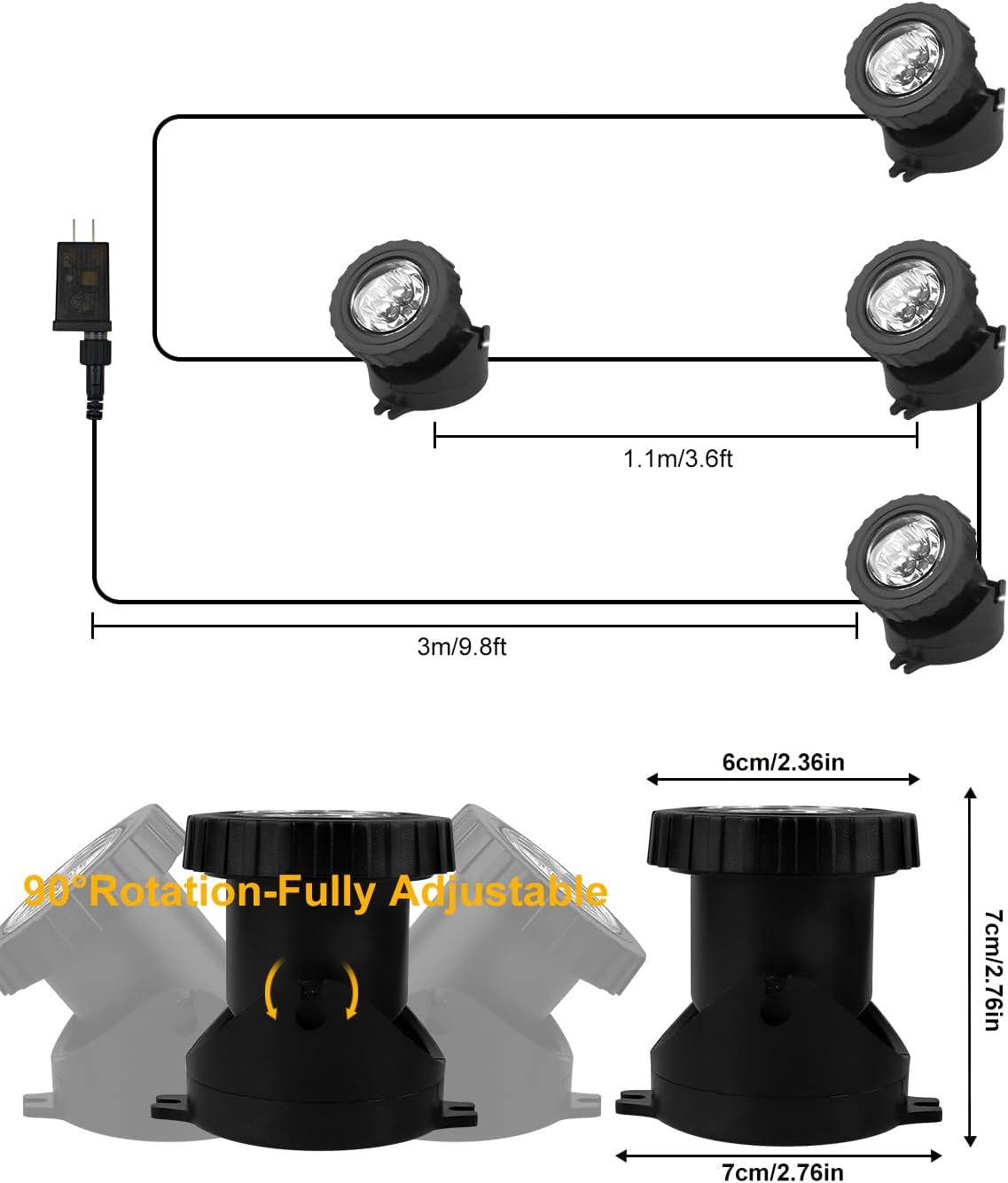 RGB Underwater Pond Lights, Super Bright LED Submersible Fountain Lights Colored Landscape Spotlights, Bluetooth APP Control IP68 Waterproof for Fish Aquarium Tank Garden Yard Pool (Set of 4)