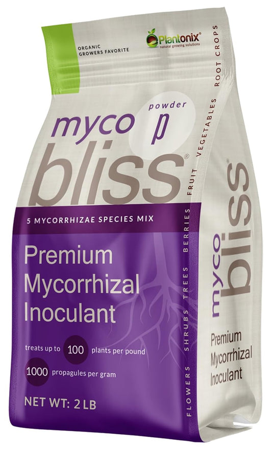 Myco Bliss Powder (2lbs) - Mycorrhizal Fungi for Soil - 5 Strain Mycorrhizal Inoculant with 1000 Propagules Per Gram - Highly Concentrated Mycorrhizae for Plants, Potting Soil, & Garden Soil