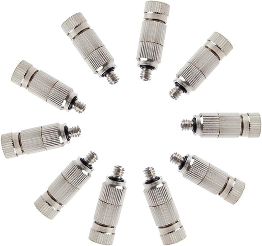Metalwork 10 Pcs Stainless Steel Misting Nozzles For Outdoor Cooling Misting System, High Pressure Anti Drip Cleanable, 3/16" Thread (0.6mm)