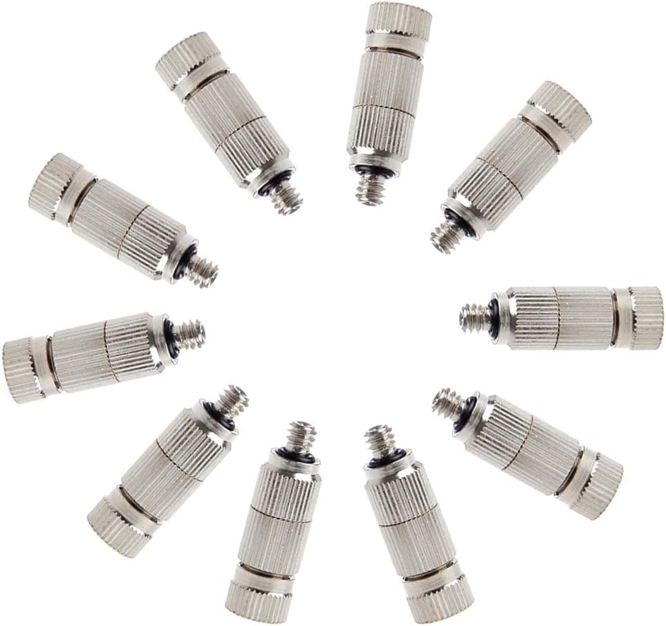 Metalwork 10 Pcs Stainless Steel Misting Nozzles For Outdoor Cooling Misting System, High Pressure Anti Drip Cleanable, 3/16" Thread (0.2mm)
