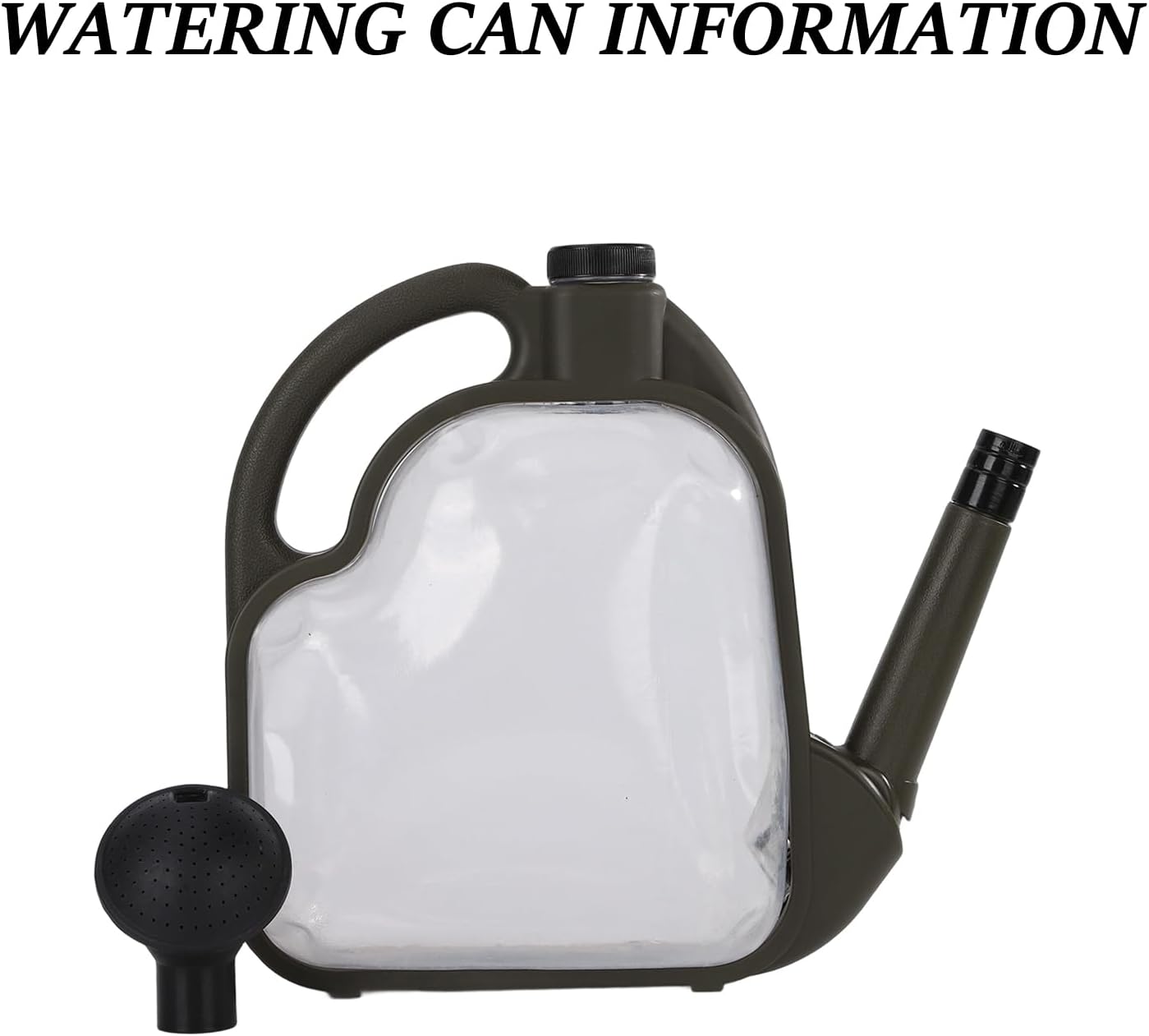 Foldable Watering Can 0.8 Gallon Transparent Plastic with Long Spout & Ergonomic Handle, Compact for Indoor Outdoor Plants (Army Green)