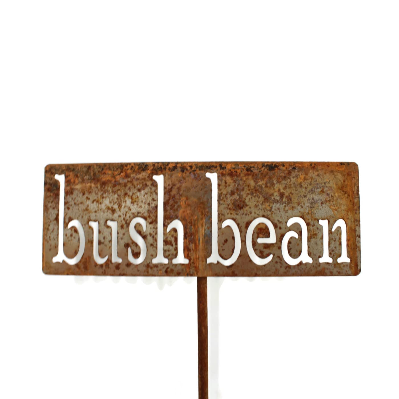 Classic Metal Garden Markers 19 Inches Tall (bush beans, Naturally Rusted)
