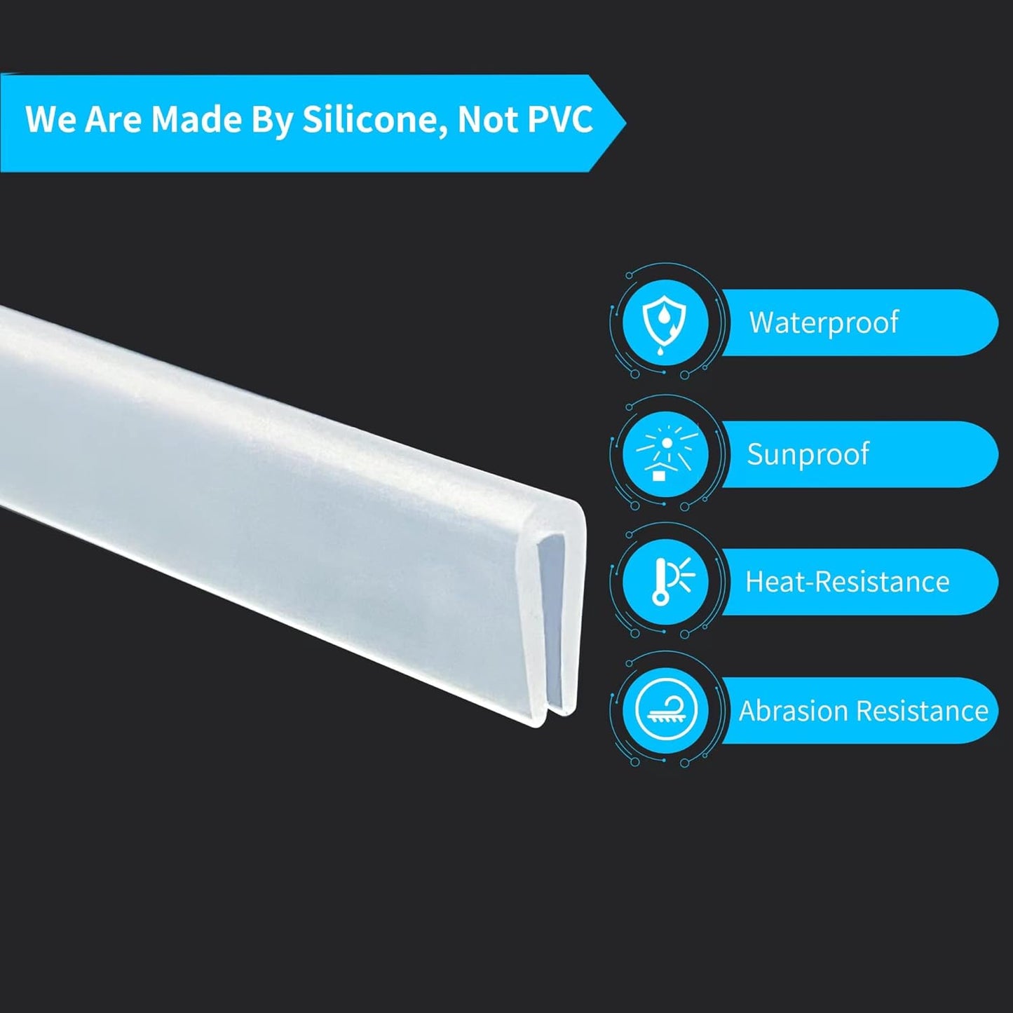 Clear Rubber Edge Trim，U Channel Silicone Rubber Edge Trim, 1/16" Slot, Fit for 0-3/32", White Color, Edge Protector for Car Doors, Sheet Metal Parts