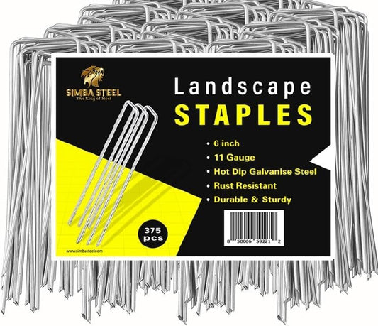 250 Pack x 6 Inch Landscape Staples Galvanised, Fabric Pins, 11 Gauge, Garden Staples, Tent Stakes, Fabric Pins for Lawn, Fence, Tent, Decoration, Weed Barrier, Outdoor. (250 x 6in)