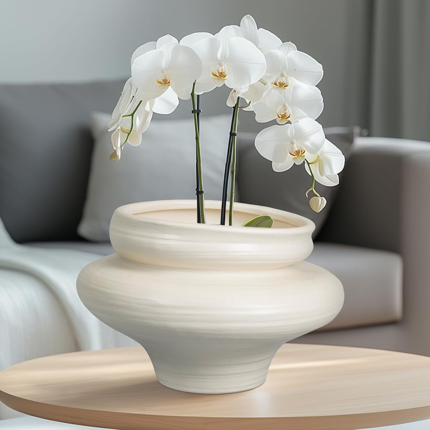 Ceramic Plant Pots 11 Inch - Bonsai Large Planters for Indoor Plants with Drainage Hole, White Planter for Home Garden Patio Office, Gift for Women Men