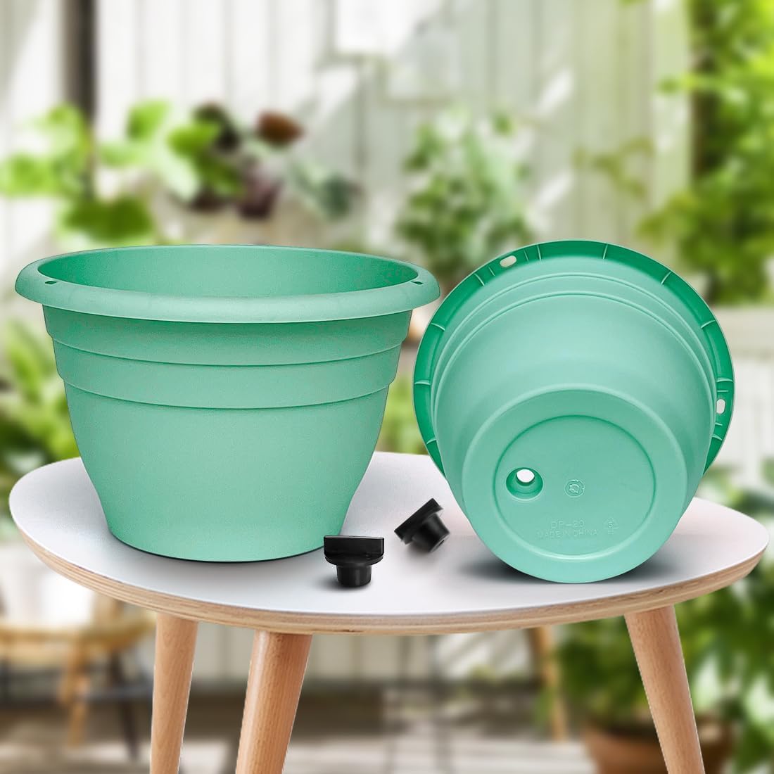 Plant Pots Set of 5, 10" Outside Diameter Flower Planter, 8.5" Inner Diameter Plant Planters with Drainage Hole, Durable Garden Pots Perfect for Indoor & Outdoor Plant Planting, Decor, Blue