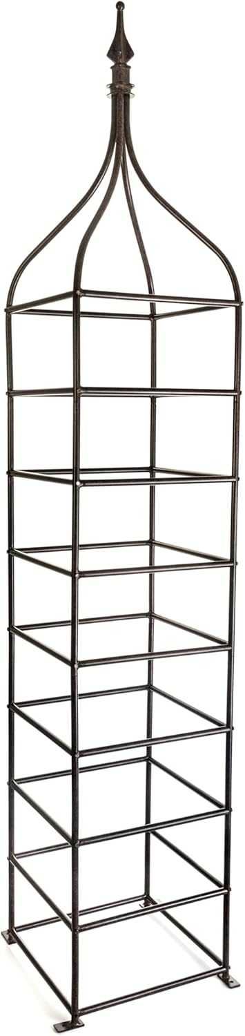 H Potter Trellis Obelisk Tall Metal Garden Decor Vertical Yard Art for Climbing Plants Roses Weather Resistant Wrought Iron Ornamental Extra Large