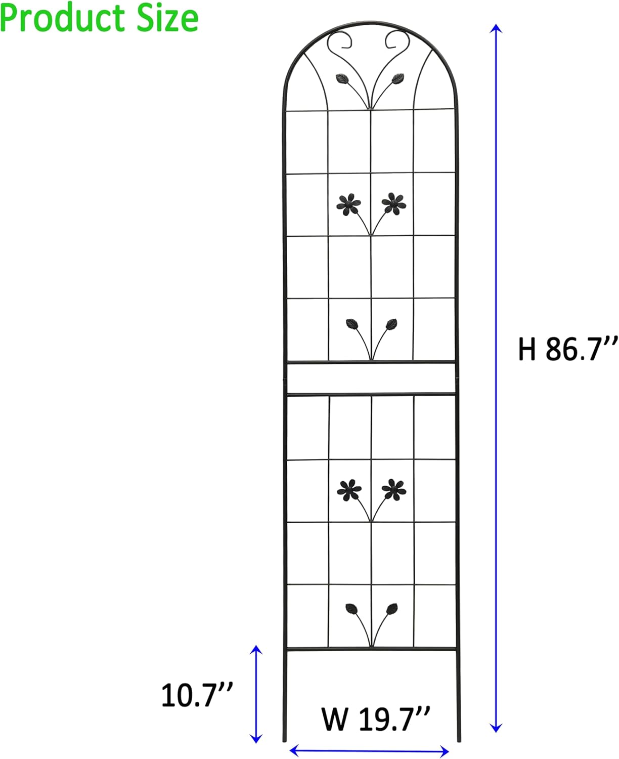 Garden Trellises, 2 Pack Black Metal Coated Rustproof Trellis for Climbing Plants Outdoor, Roses, Vines, Flowers, and Vegetables-19.7×86.7 inches