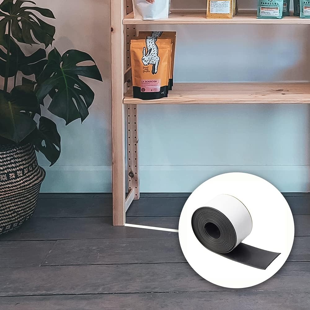 DOBTIM Neoprene Rubber Strips Self Adhesive 1/8 (.125)" Thick X 2" Wide X 25'Long, Solid Rubber Sheets, Rolls & Strips for Gaskets DIY, Sealing, Bumpers, Abrasion