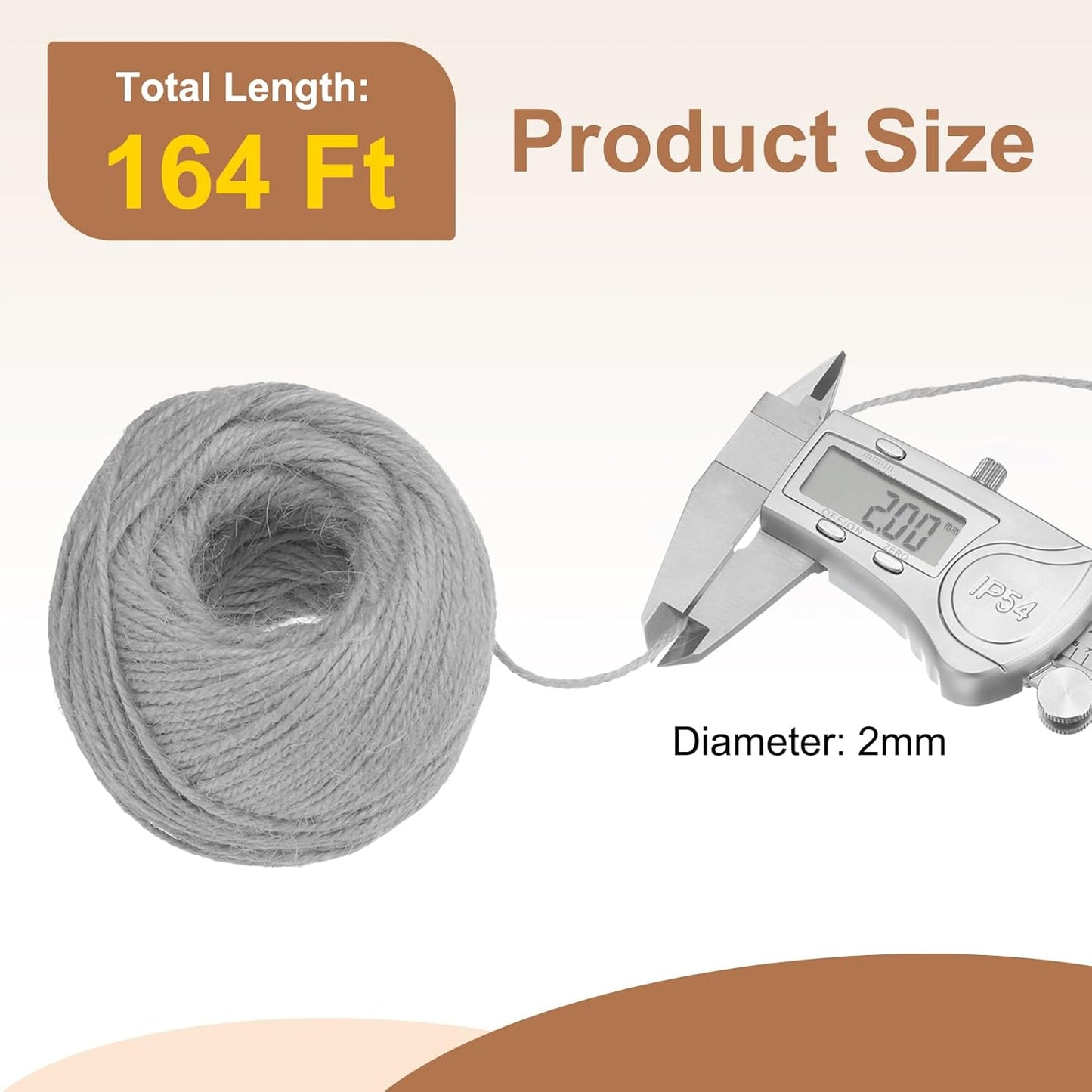 uxcell 164 Feet Natural Jute Twine String,2mm Thin Garden Twine Rope Colored Plant String Cord for DIY Art Crafts Gift Wrapping Decoration Packing Gardening Plant Hanger,Grey