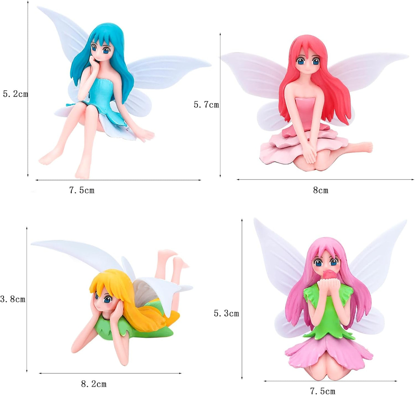 ONEST 4 Pieces Miniature Fairy Garden Accessories Small Fairy Figurines Hand Painted Fairies Figures Girl Fly Wing Figurines for Car Decor Fairies Garden Flower Pot Birthday Cake Topper