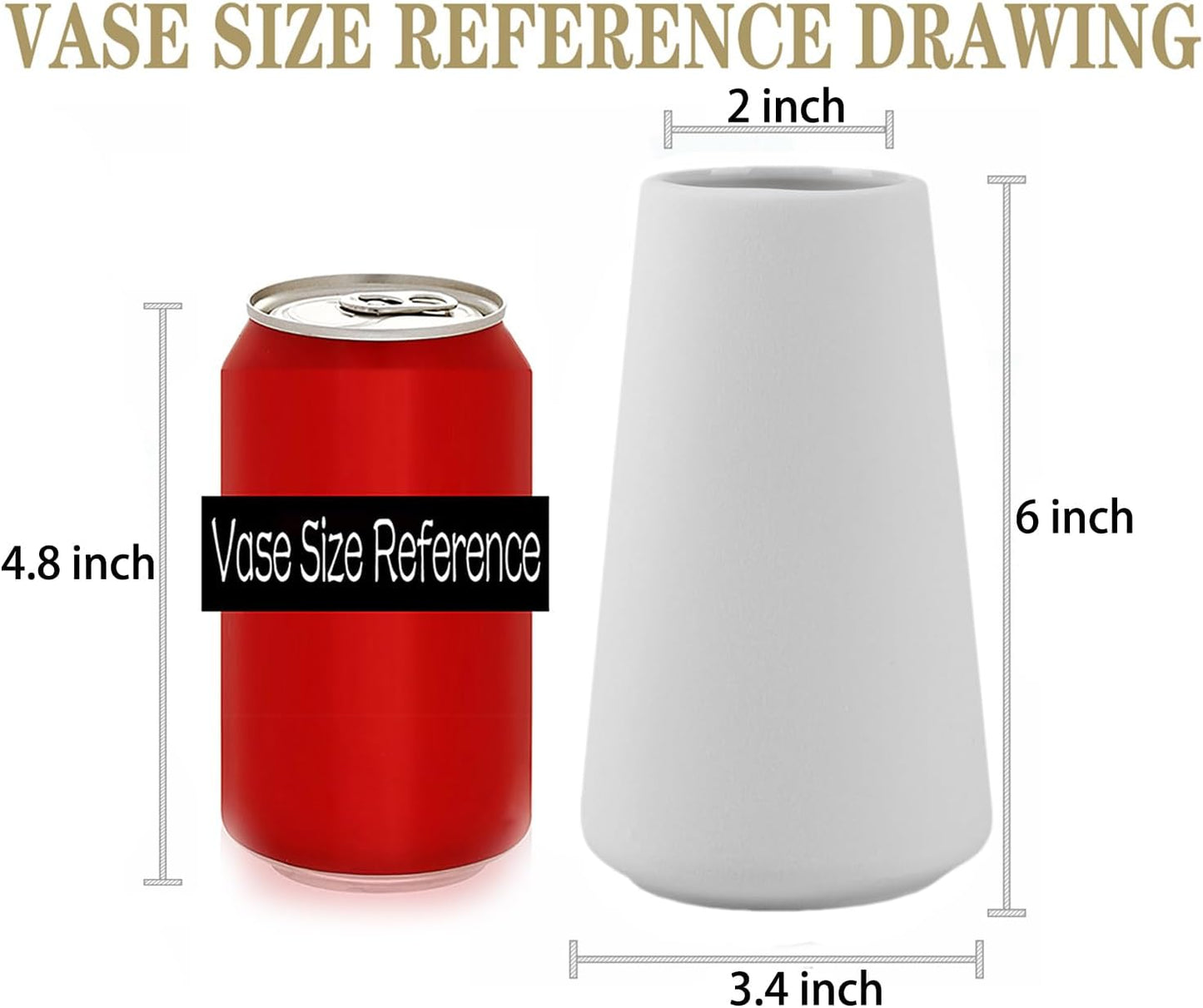 Simple Vase for Flowers Plants, Matte Vases for Modern Table Shelf Home Decor Wedding Boho Decor, 6" H Frosted Elegant Ceramic Vase for Pampas Grass Fluffy Stem Bouquet Lavender Flowers (White, 1)