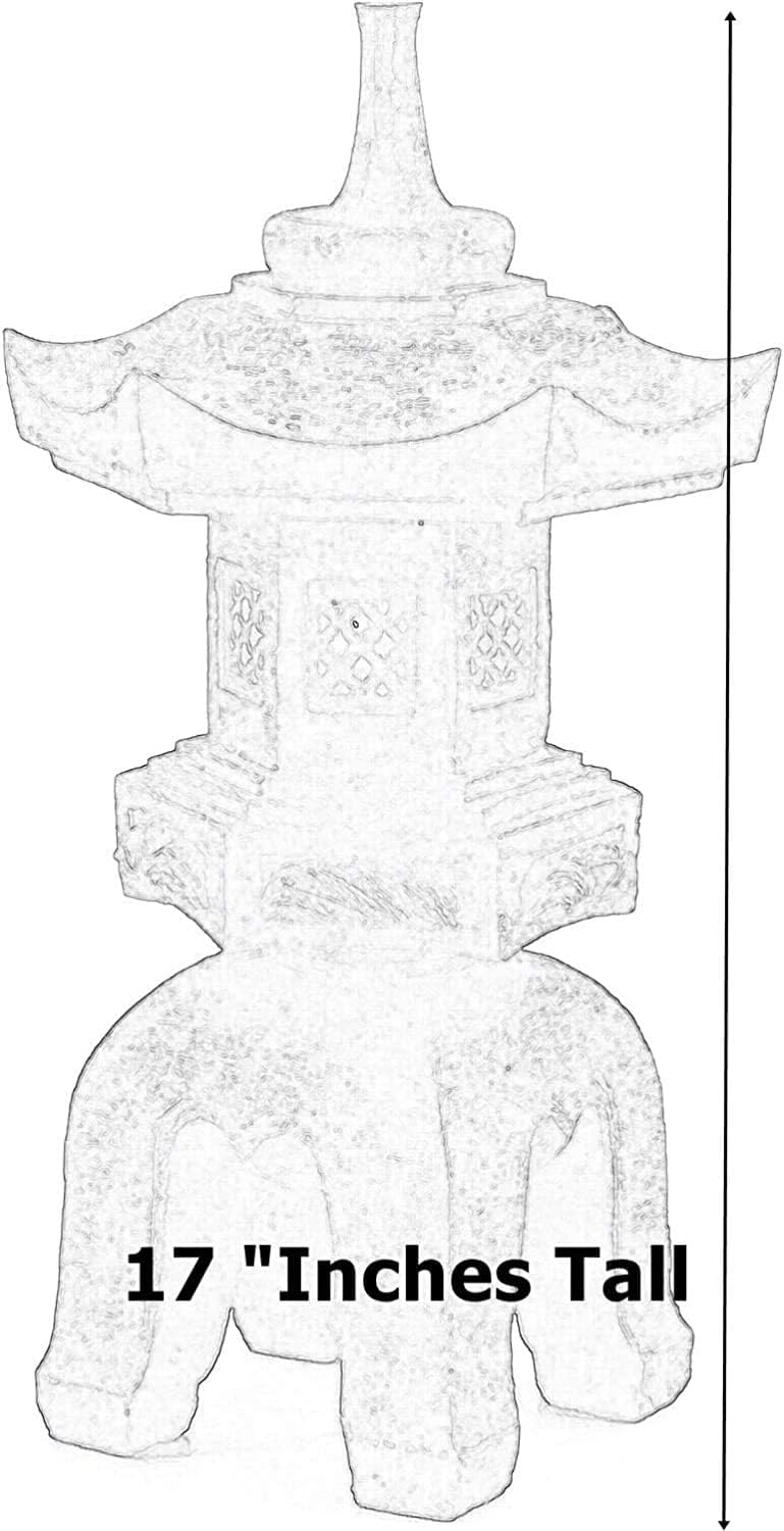 Bellaa 24429 Pagoda Stupa Zen Garden Decor Lawn Ornament Nara Japanese Style Asian Temple Lighthouse Oriental Lantern Toro Outdoor Statue 17 inch