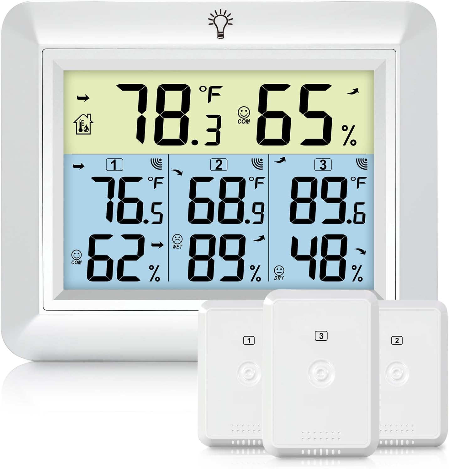 Urageuxy Weather Station Wireless Indoor Outdoor Thermometer with 3 Sensors, Remote Temperature Monitor with Humidity for Home, Baby Nursery, Room, Attic, Patio