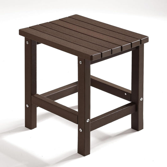 PASAMIC Adirondack Square Side Table, HDPE Outdoor Side Tables, Weather Resistant End Table for Patio, Backyard, Pool, Indoor Companion, Beach, Easy Maintenance (Brown)