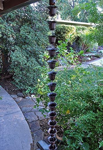 Nutshell Stores Flower Cups Rain Chain - Bronze - 9 Feet