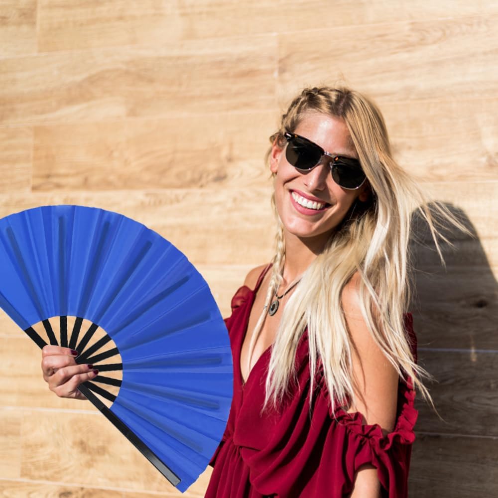 8 Pack Large Folding Hand Fans for Women/Men, Kungfu Taichi Rave Folding Fan with Bag, Large Popping Clacking Fans for Line Dancing, Concert, Party, Festival, Home Decorations(8 Colors)