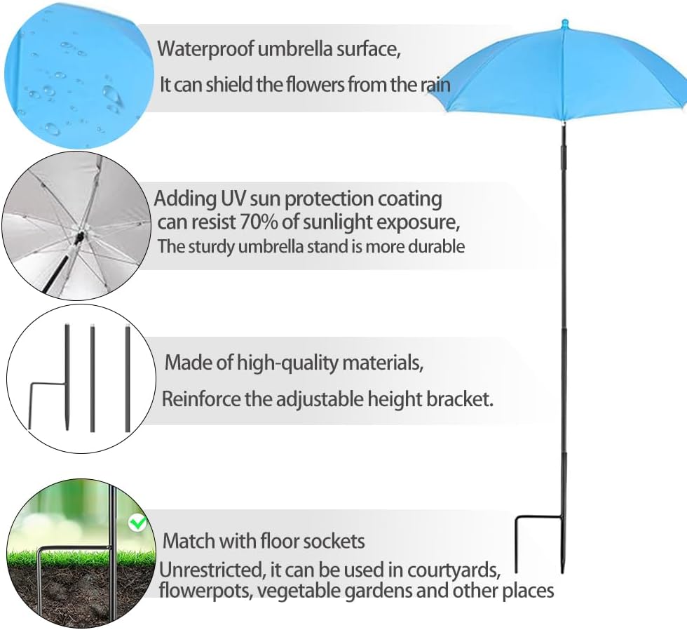 Plant Umbrellas for Outdoor Plants, Garden Umbrella Shade for Plants，Adjustable Height Provides shade cloth for Plants to Protect Their Flowers from Intense Sunlight and Rain(18.8 inches to 35.58 inches)