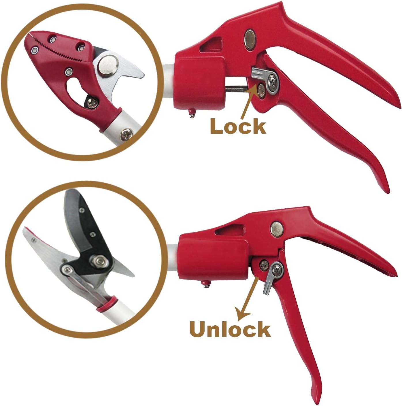 2 Feet Cut and Hold Tree Pruner, Rotation Pole Tree Trimming, Short Reach Fruit Picker, Branches Bypass Lopper