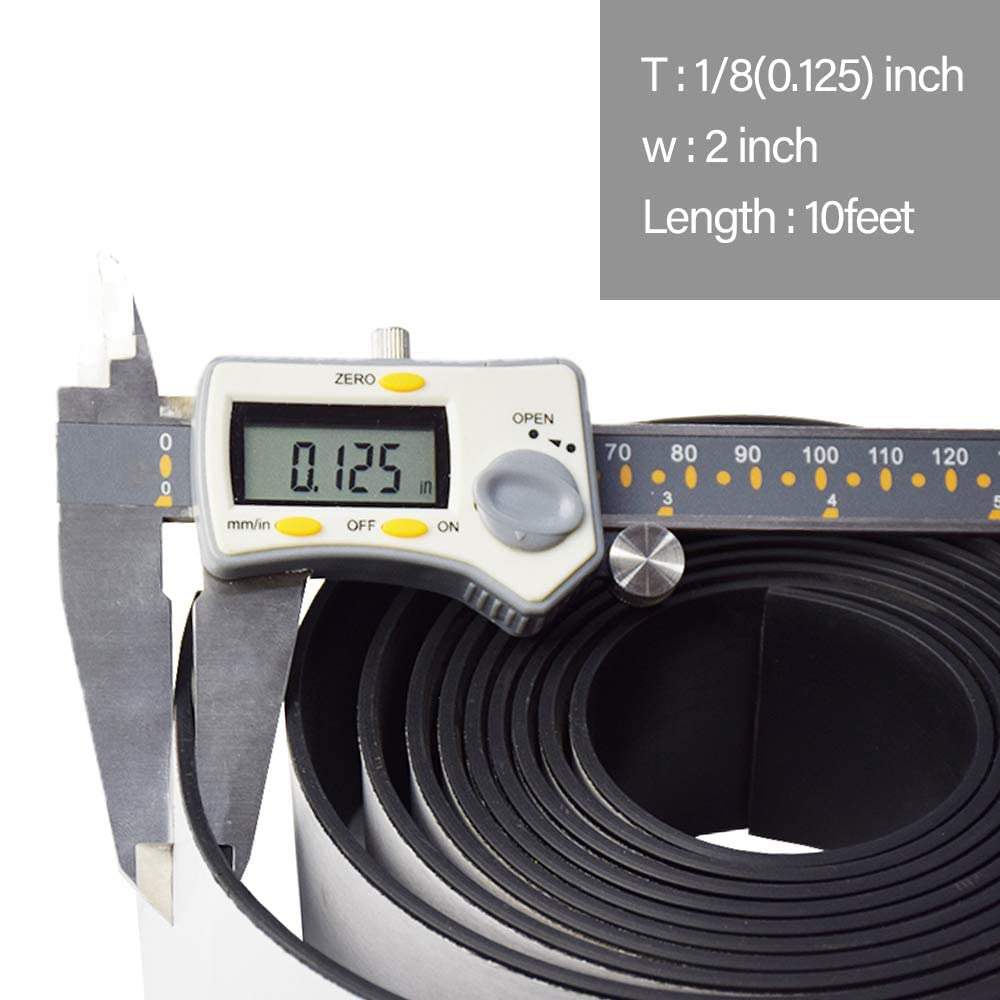 DOBTIM Adhesive Neoprene Solid Rubber Strips 1/8 (.125)" Thick X 3" Wide X 10' Long, Self Stick Neoprene Rubber Sheet Non-Slip Insulation Pads