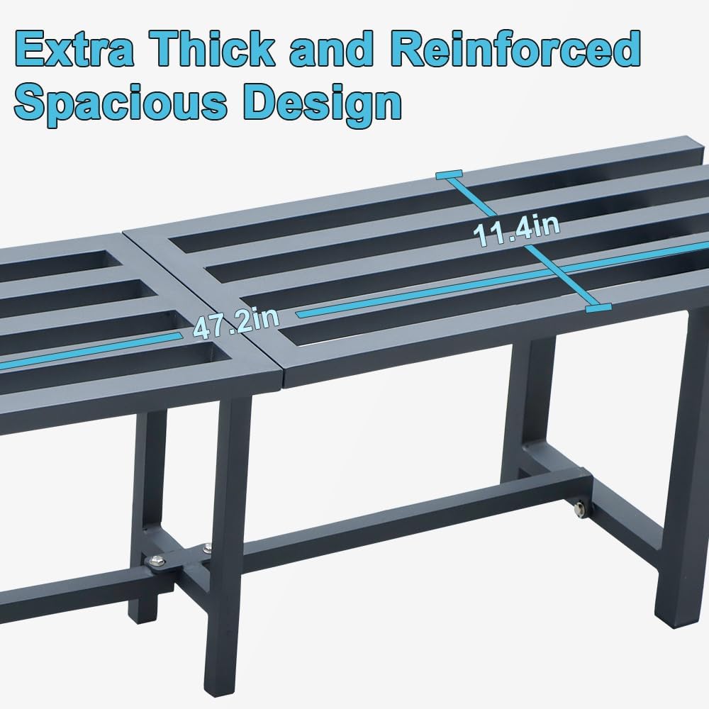 Chic & Robust 300 LBS Capacity Aluminum Plant Stand - Your Indoor & Outdoor Plant Display Solution, Size: L47.2 x W11.4 x H19.7 inch.
