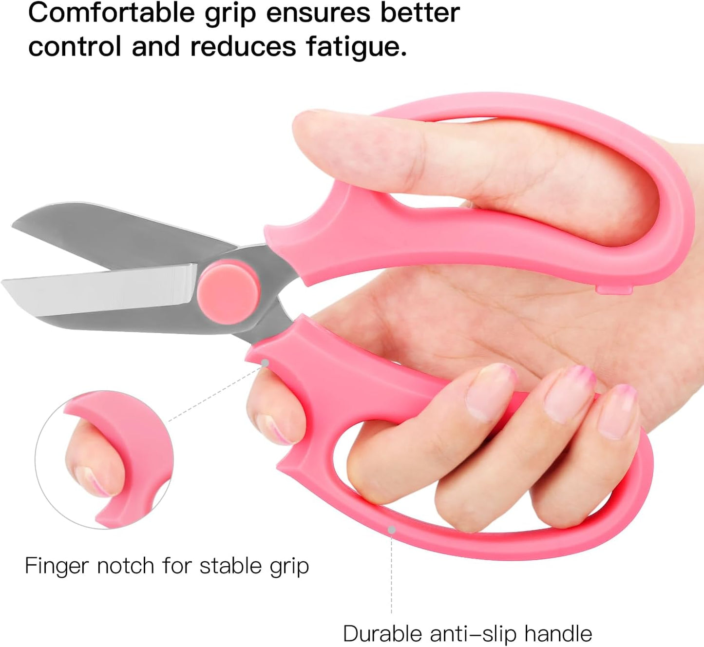 Flower Scissors, Strong Floral Shears,3PCS Premium Steel Garden Pruning Shears Floral Fruits Leaf Scissors Hand Pruner Snip Trimming Tool for Gardening Flower Arrangement, Pink