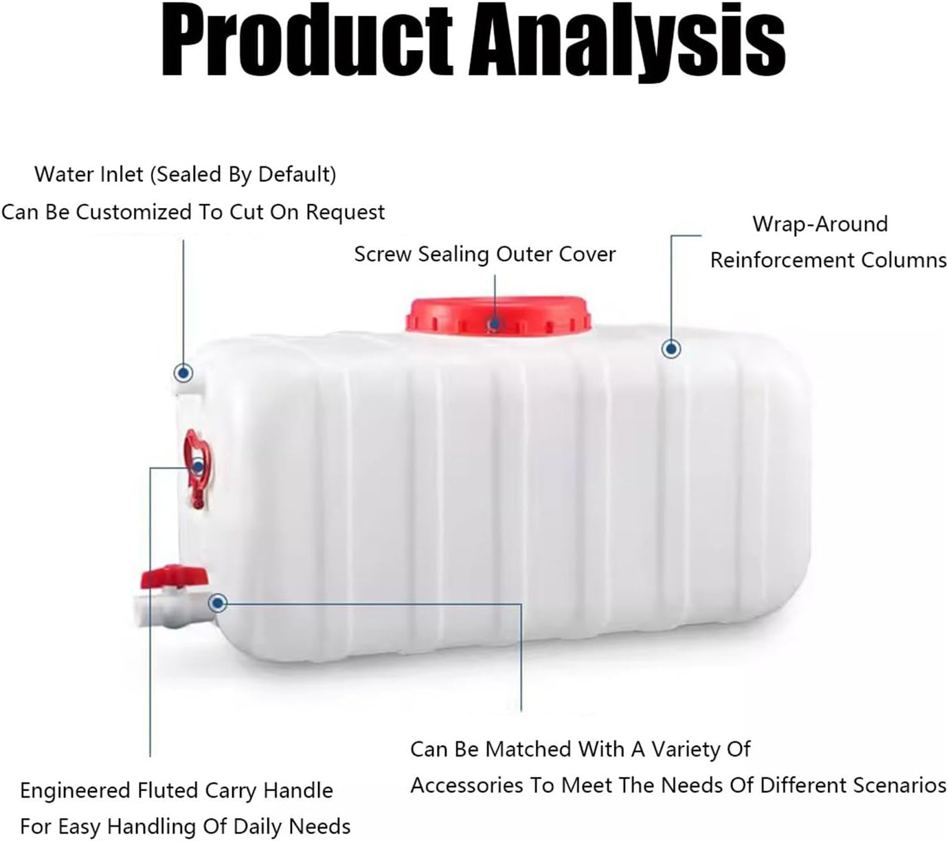 Plastic Water Storage Carrier with Tap 25L/35L/50L/80L/110L/200L Water Tank Dispenser Emergency Water Container for Camping Caravan Hiking Outdoor(Size:29Gal/110L)