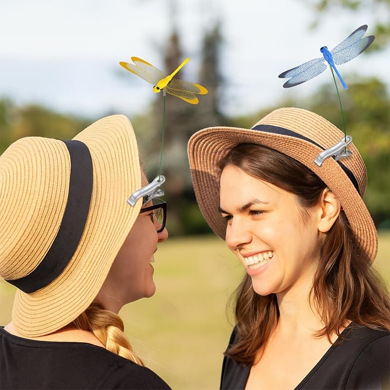 8PCS 3D Dragonfly Garden Decor Clips - Realistic Outdoor Insect Ornaments for Plants, Stakes & Fences | Fly Deterrent & Whimsical Yard Art