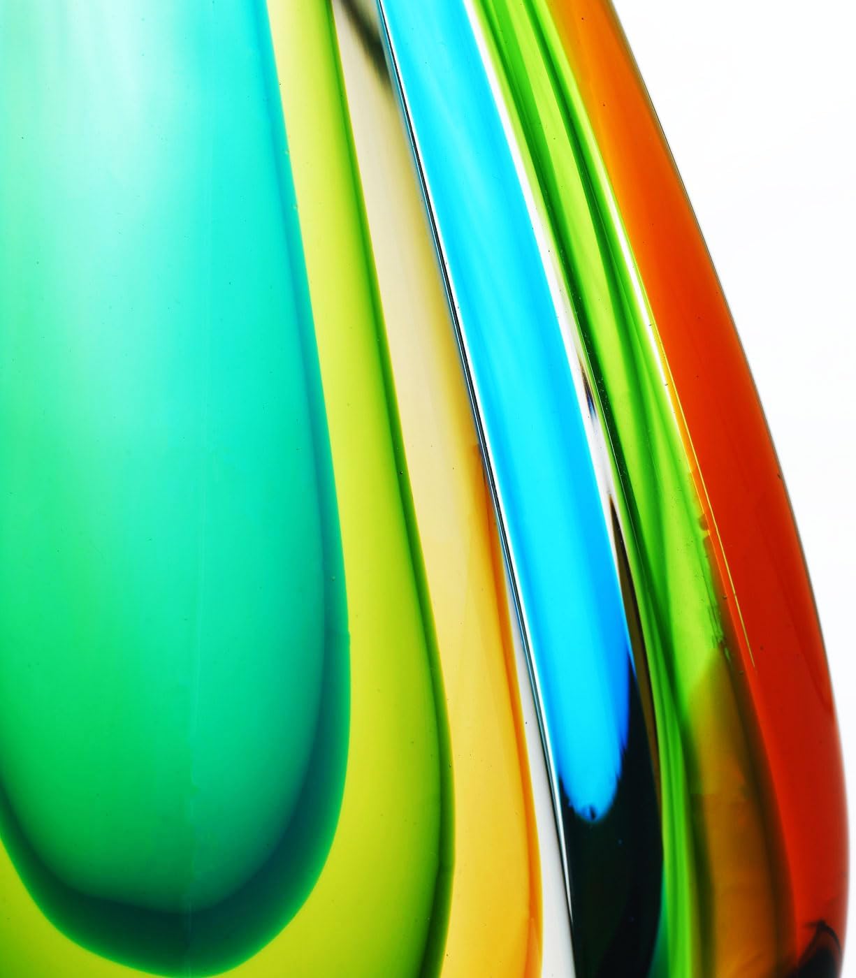 Luxury Lane Hand Blown Green Flame Teardrop Sommerso Art Glass Sculpture for Home Decor 18 inch Tall Centerpiece Table Decoration