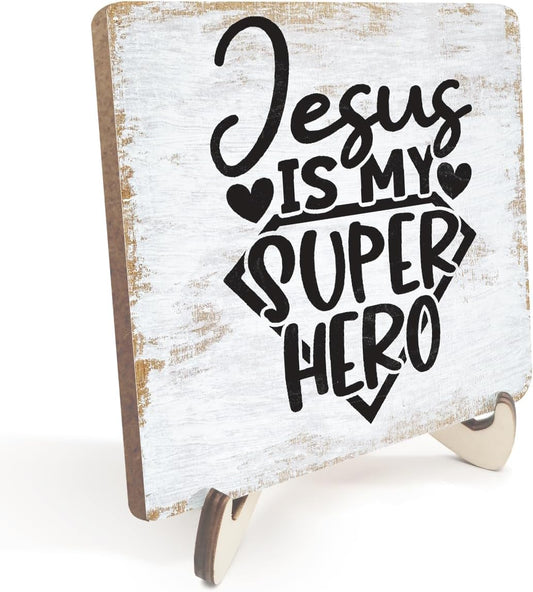 Inspirational Wood Sign Rustic Desk Decor Home House Office Work Table Desk Accessories Decorative Christian Religious Bible Verse Faith Decorations Office Supplies Room Restaurant Cubicle Decor