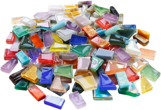 1.1lb Irregular Crystal Mosaic Tiles,Small Mosaic Tile DIY Hobbies Children Handmade Crystal Craft for Crafts Bulk DIY Picture Frames Handmade Jewelry Coaster (Mix Color Series)