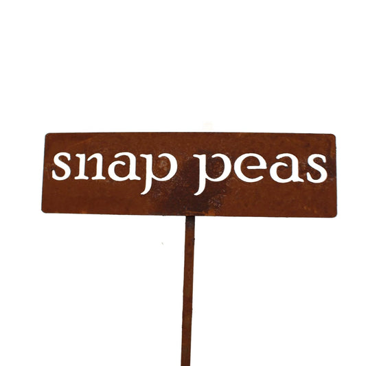 Classic Metal Garden Markers 19 Inches Tall (snap peas, Naturally Rusted)