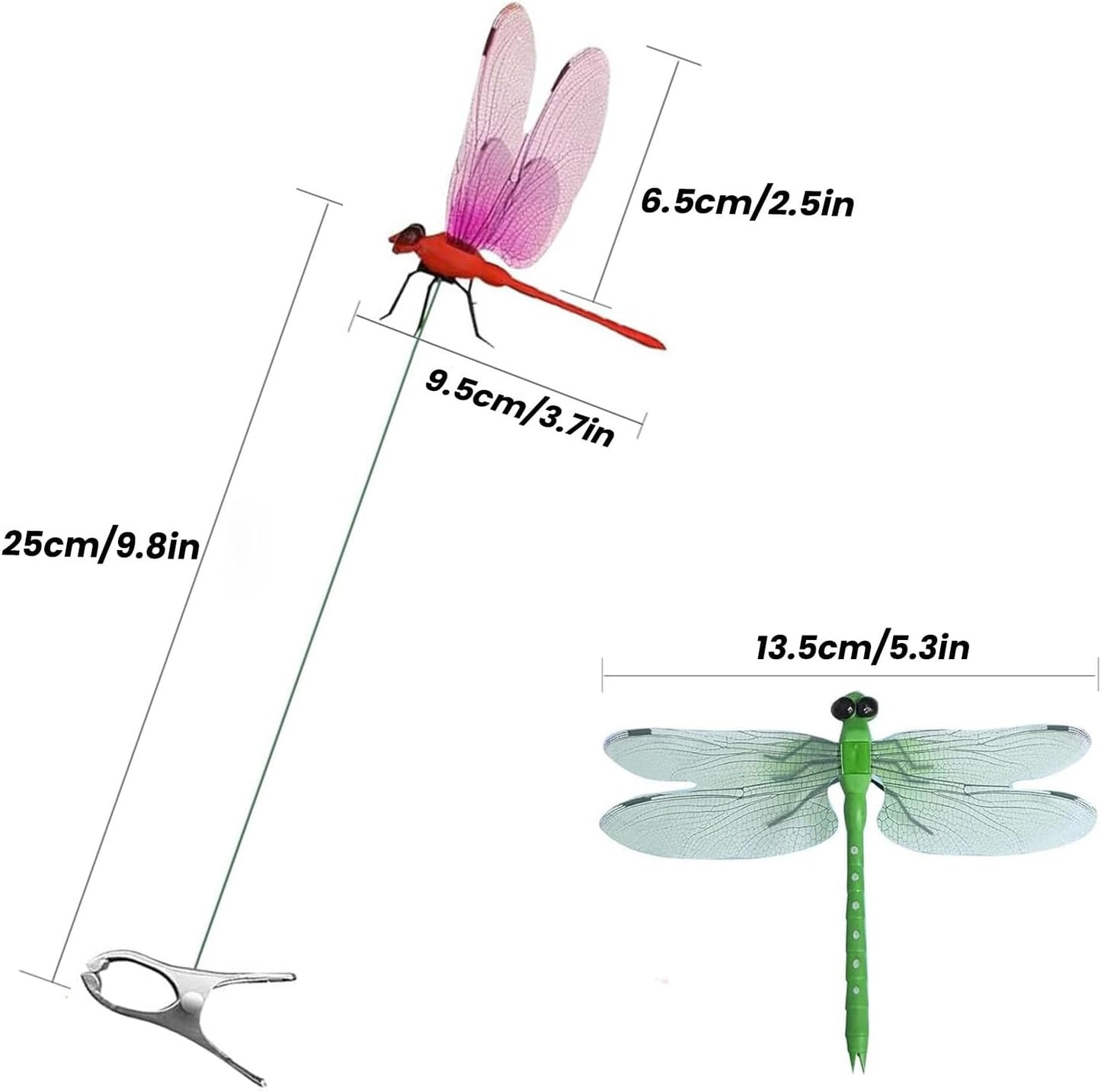 3 Pack 3D Realistic Dragonfly Clips - Colorful Plastic Garden Decor for Outdoor & Indoor Use, Hat/Clothing Accessories, Yard Patio Ornaments - Decorative Stakes (Assorted Colors)